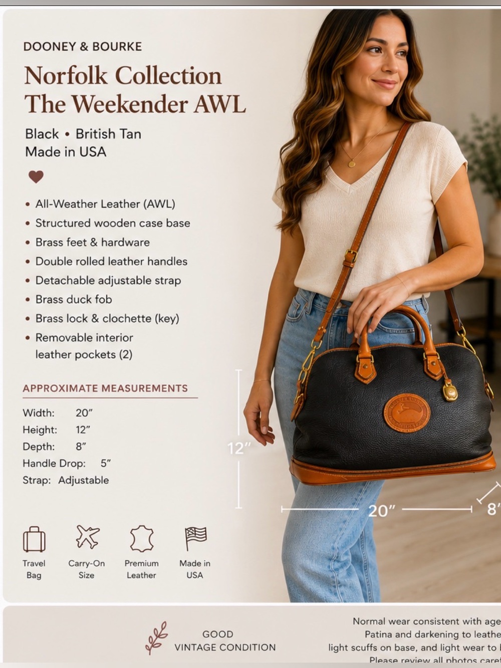 Dooney & Bourke Norfolk Collection The Weekender AWL Travel Bag